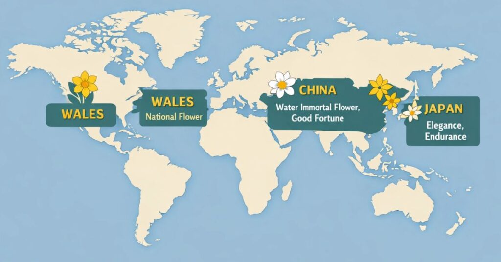 March Birth Flower Global Symbolism Map.
