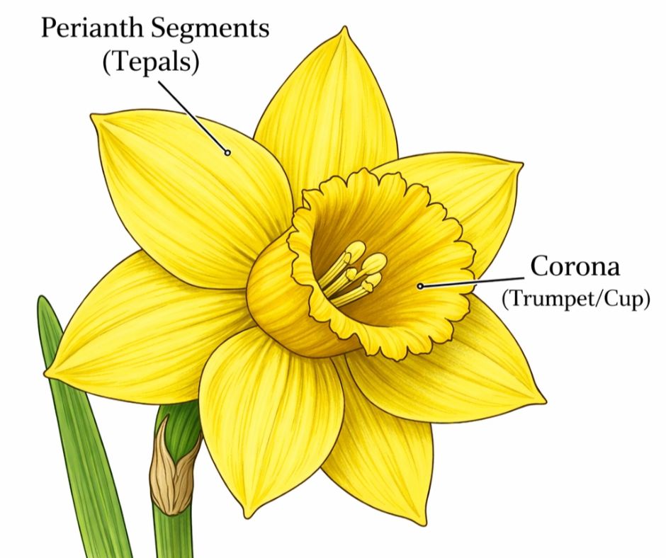 the perianth and corona of a daffodil.